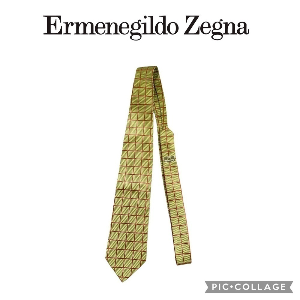 Ermenegildo Zegna silk plaid green tie